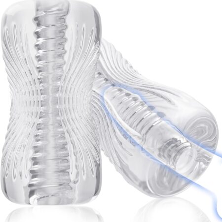 Male Masturbator Sex Toys - Adult Sex Toy , TPE Male Masturbation Sleeve, Penis Training Sex Toy for Men, 3D Realistic Texture Spiral Tunnel Stroker, Couple Sex Toys & Game (Clear)
