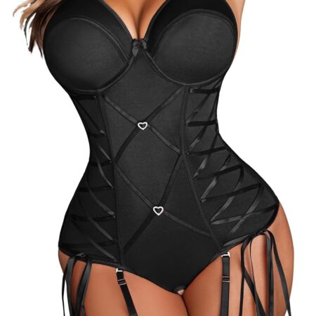 Lingerie for Women Sexy Corset Garter Lingerie Set One Piece Teddy Bodysuit Boudoir Outfit